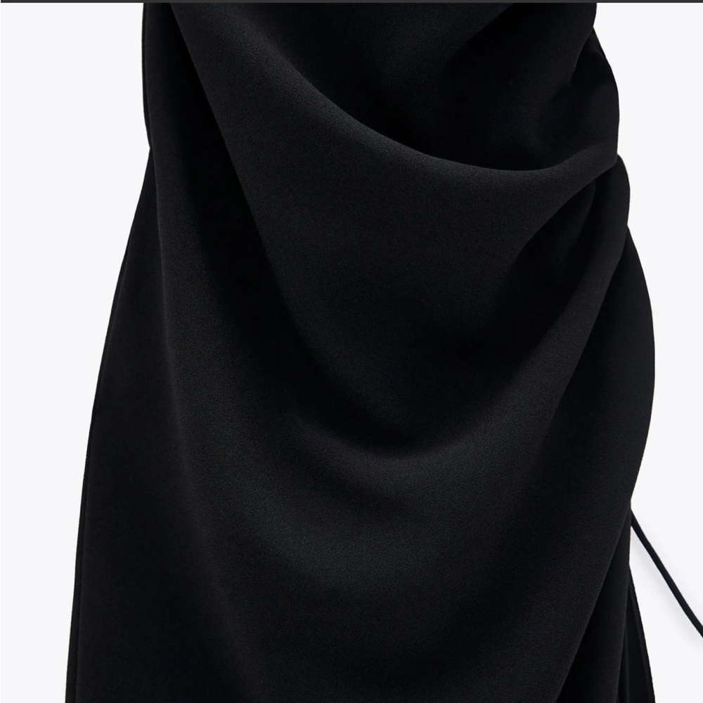 NWT Zara Black Ruched Dress - Picture 6 of 7